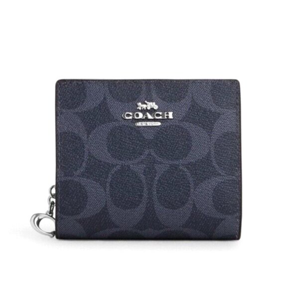 New Coach C3309 Snap Wallet Logo Denim / Midnight Navy - Picture 1 of 3